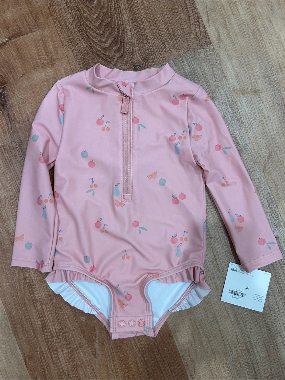 Toddler Long-Sleeve Pink One-Piece Rash Guard Swimsuit